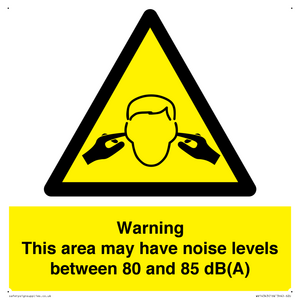 Warning Noise Levels in this area between 80 and 85 dB